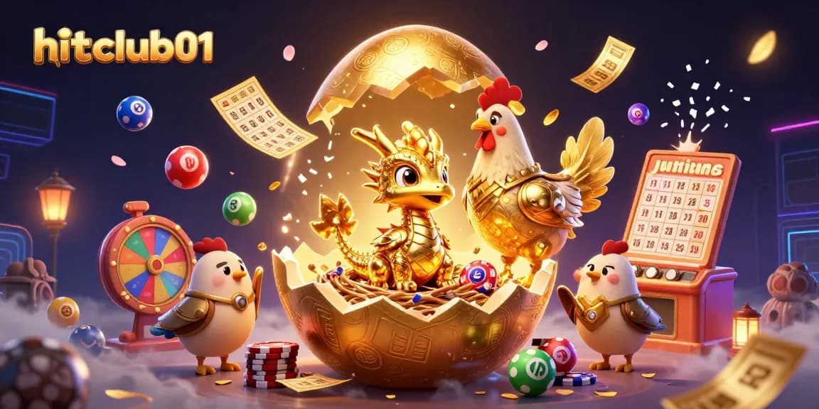 Experience thrilling wins at hitclub01 with a golden dragon revealing jackpot treasures among vibrant game elements.