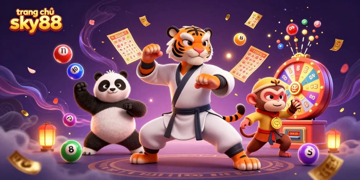 Experience the thrilling world of trang chủ sky88 as the kung fu tiger master showcases his prowess amidst a vibrant gambling scene.