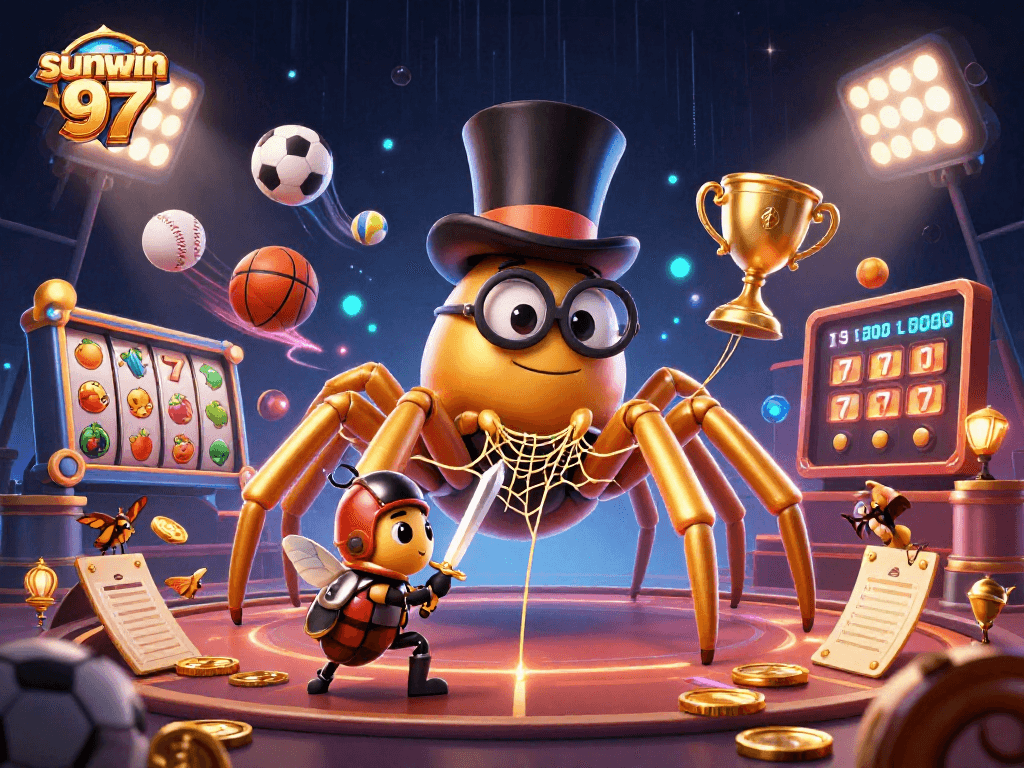 Experience thrilling gaming at sunwin 97 with dynamic 3D casino elements and vibrant characters.