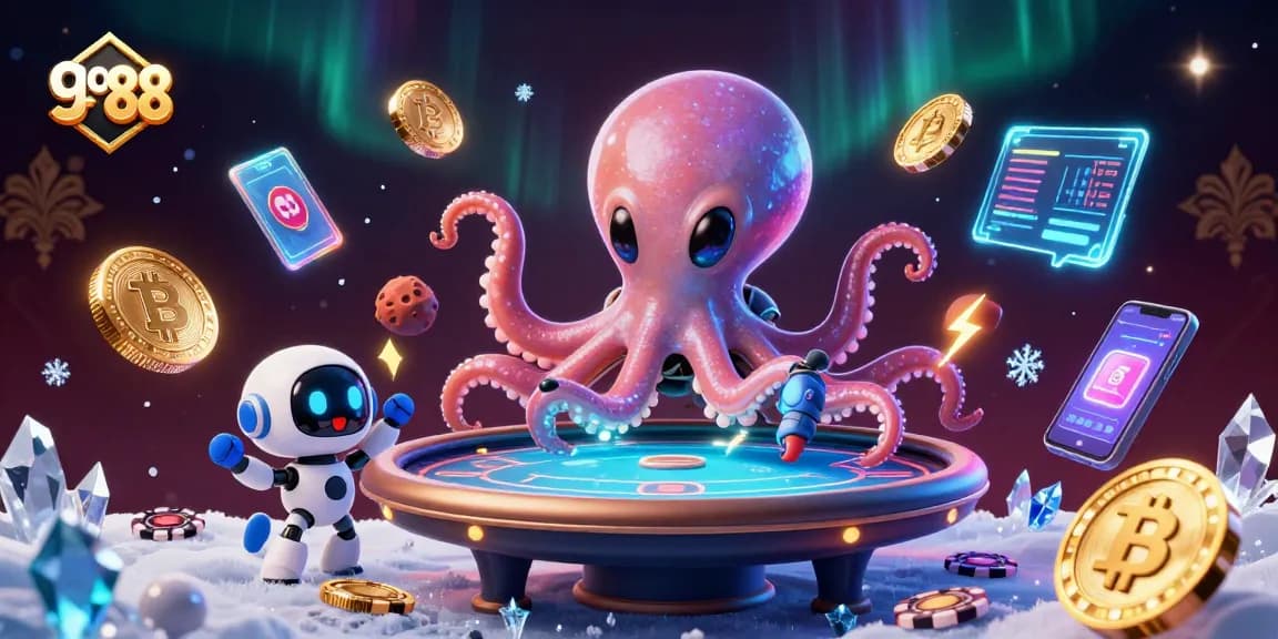 Experience thrilling gameplay at go 88 with the vibrant alien octopus and crypto-themed casino scene.