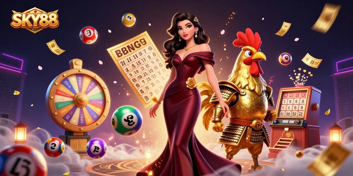 SKY88 offers an immersive gambling experience with vibrant lottery elements, dynamic visuals, and captivating character interactions.