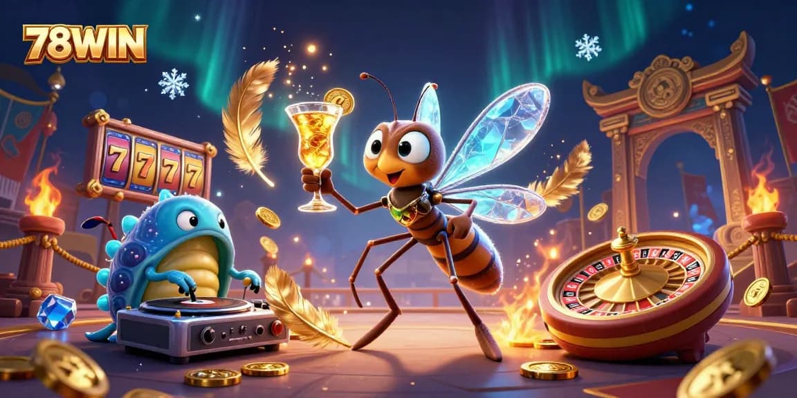Experience thrilling gameplay with 78WIN's vibrant casino scene, showcasing an exciting atmosphere filled with games and rewards.