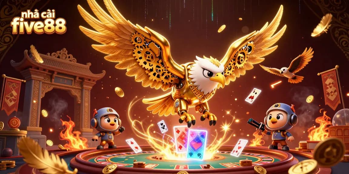 Experience thrilling gameplay with nhà cái five88, where cybernetic eagles dive amidst live casino excitement.