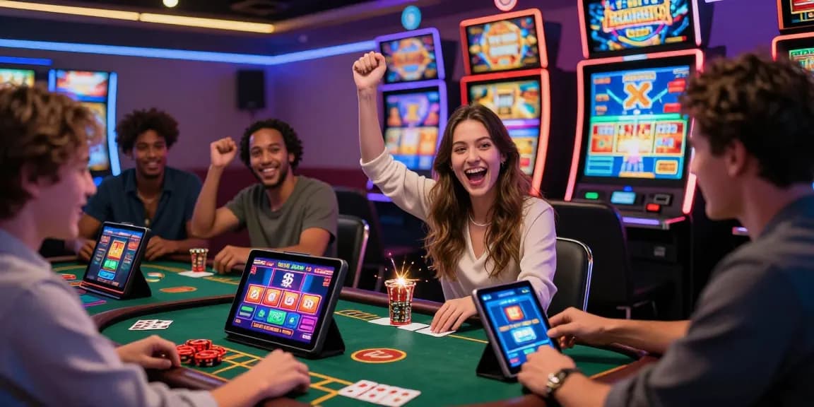 Experience the excitement of KO66 online gaming with vibrant visuals of players enjoying casino games.