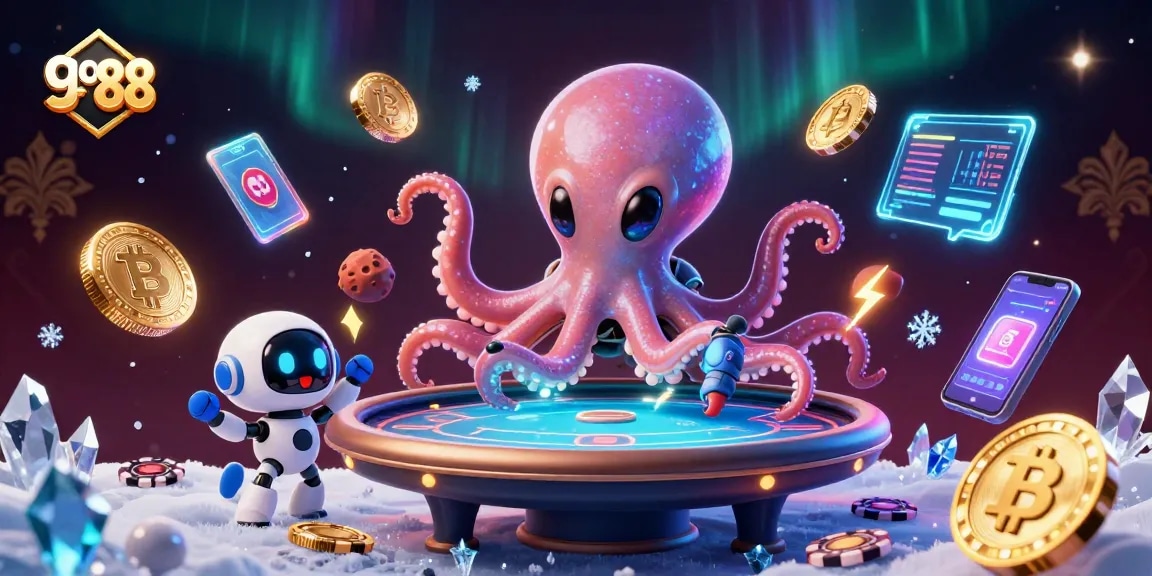 Experience thrilling gameplay at go 88 with the vibrant alien octopus and crypto-themed casino scene.