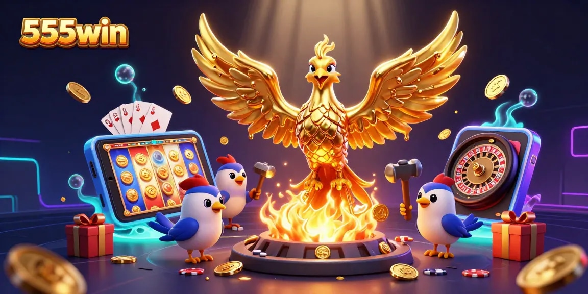Experience thrilling gameplay with 555win's golden phoenix, symbolizing wealth and triumph in online gambling.