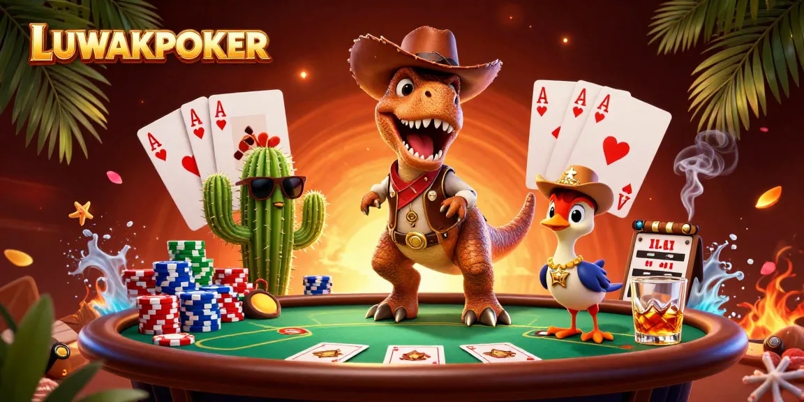 Experience thrilling poker action with LUWAKPOKER in an engaging 3D illustration.