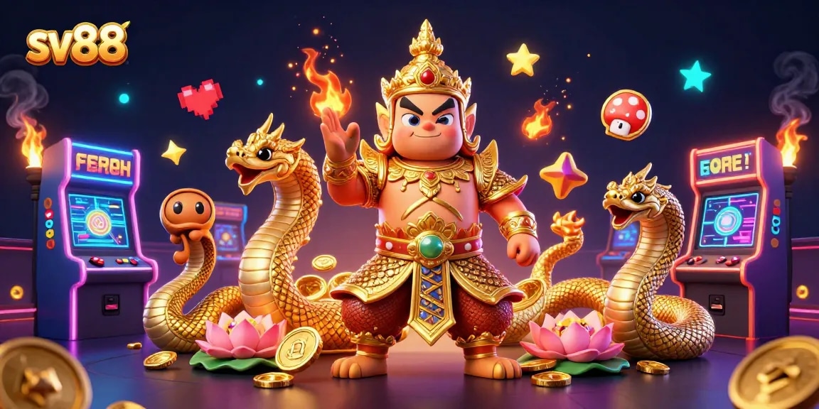 Engage in thrilling gaming at sv88 with vibrant 3D characters and casino elements.
