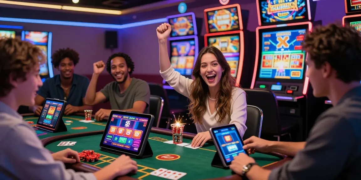 Experience the excitement of KO66 online gaming with vibrant visuals of players enjoying casino games.