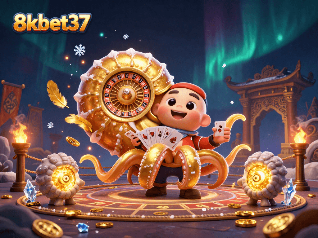 Experience thrilling gameplay at 8kbet37 with a vibrant nautilus-themed casino illustration.