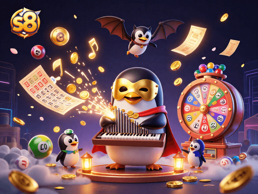 S8 players enjoy thrilling wins as vibrant lottery balls and golden coins fill the scene.