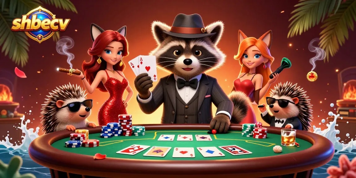 Join a lively poker game at shbetcv with a suave raccoon, charming fox, and hedgehog bouncer.