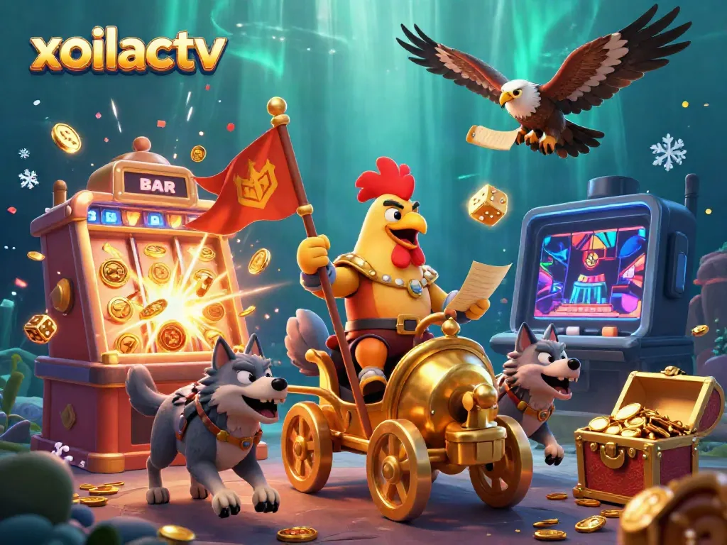 Experience engaging gameplay with xoilactv featuring a rooster warlord and slot machine explosion.
