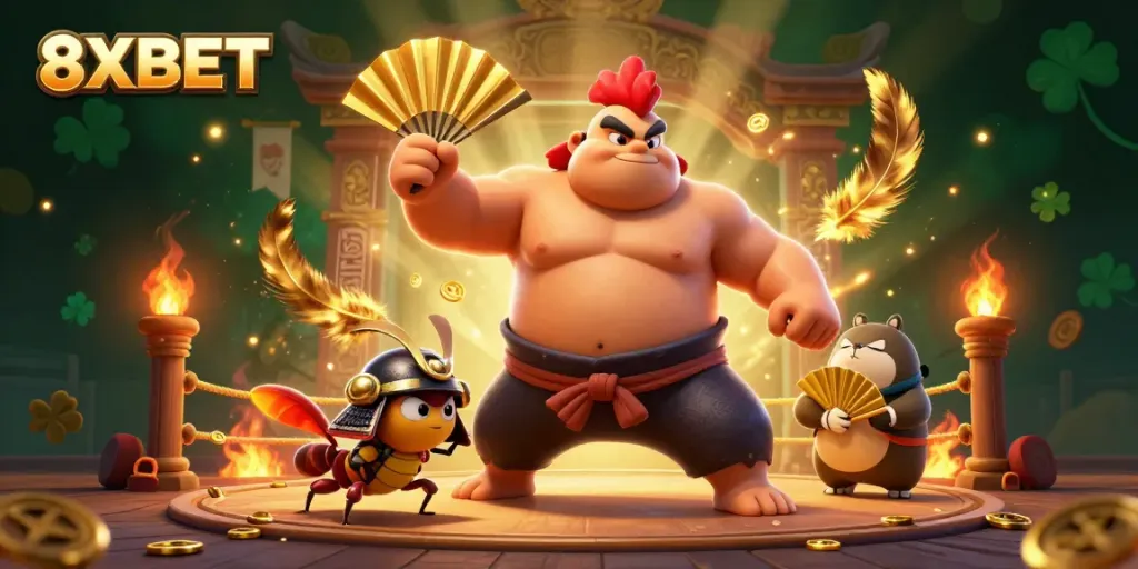 Experience exciting gameplay with 8XBET, featuring unique characters in a vibrant betting arena.