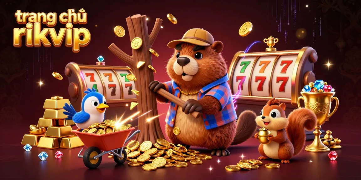 Engage with the vibrant world of trang chủ rikvip, featuring a playful beaver and dazzling casino elements.