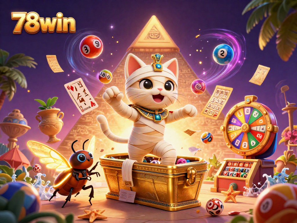 Experience winning thrills with 78win in a vibrant casino scene featuring colorful elements.