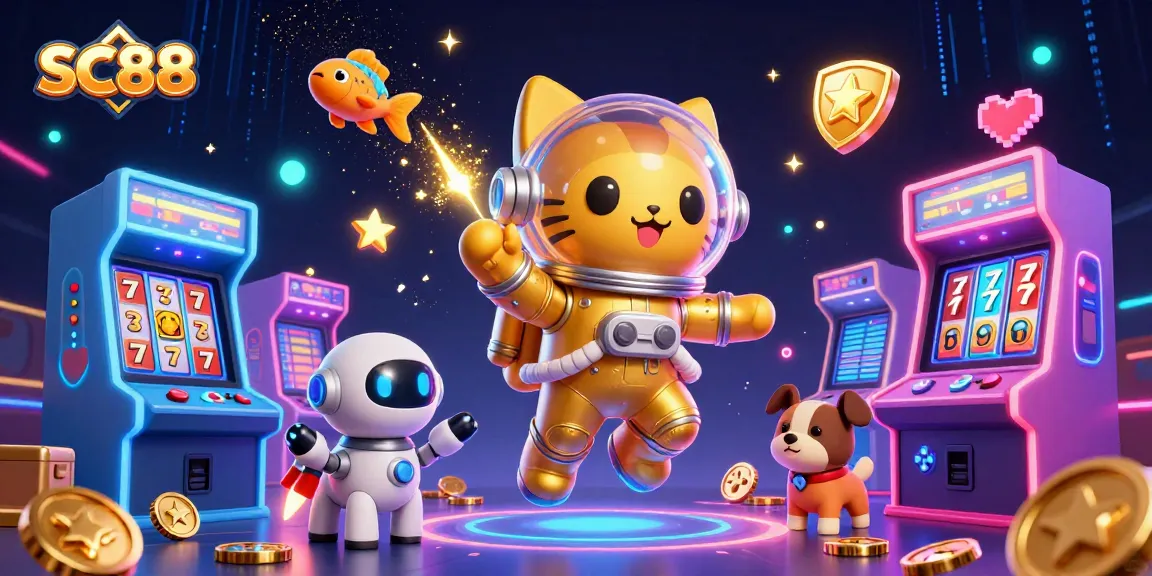 Engage with SC88's captivating 3D casino adventure featuring gaming machines and characters.