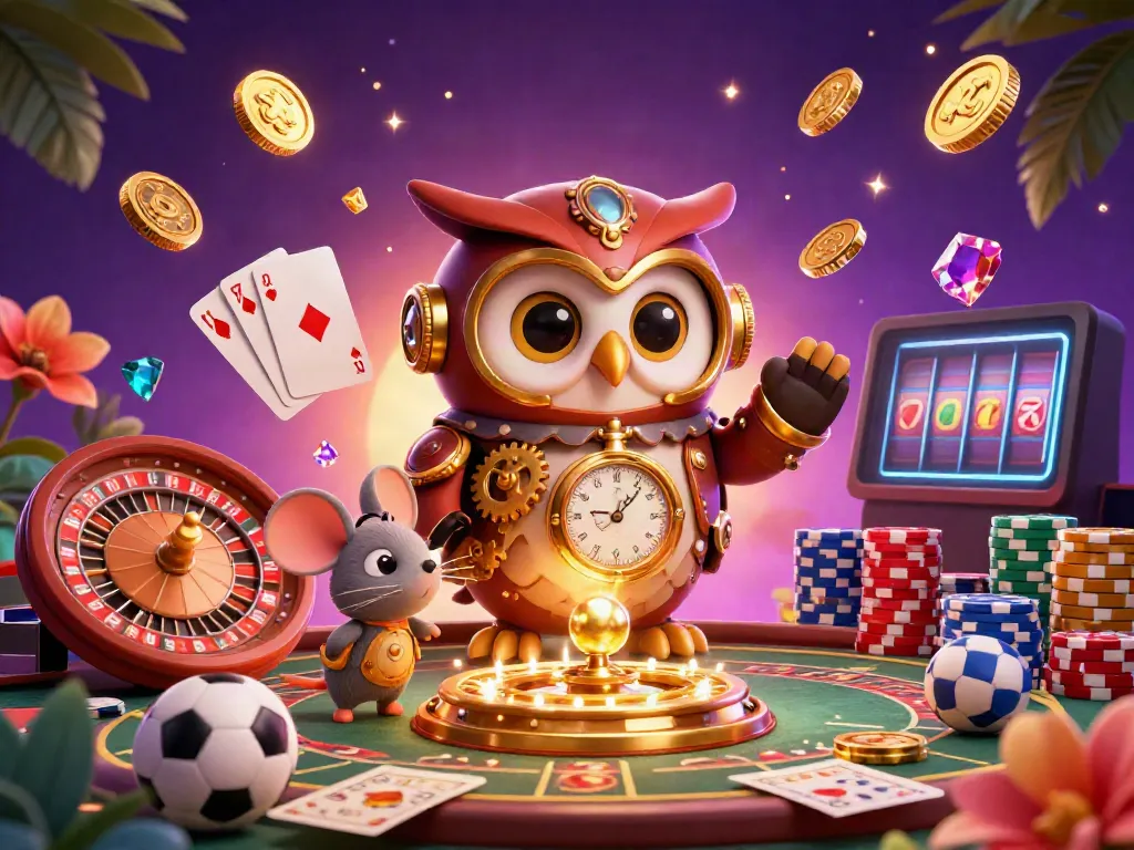 Engage in the thrilling action at Hit Club with a vibrant casino scene featuring sports betting elements and animated characters.