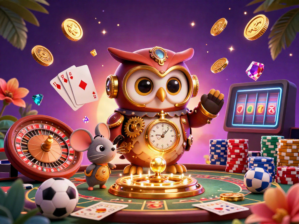 Engage in the thrilling action at Hit Club with a vibrant casino scene featuring sports betting elements and animated characters.