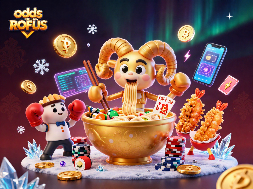 Experience thrilling action with odds uden om ROFUS featuring vibrant casino characters and crypto elements.