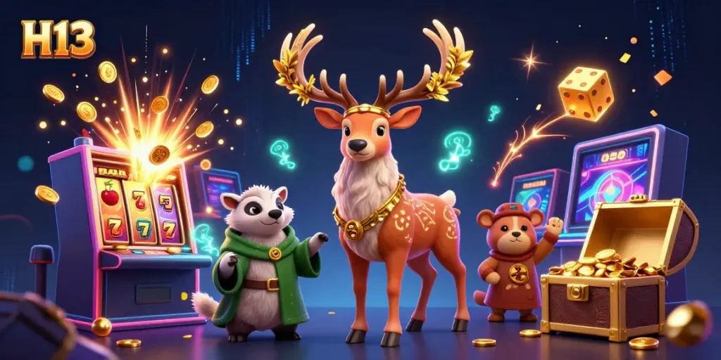Experience the thrill of H13 with an enchanting depiction of mystical characters and exciting casino elements.