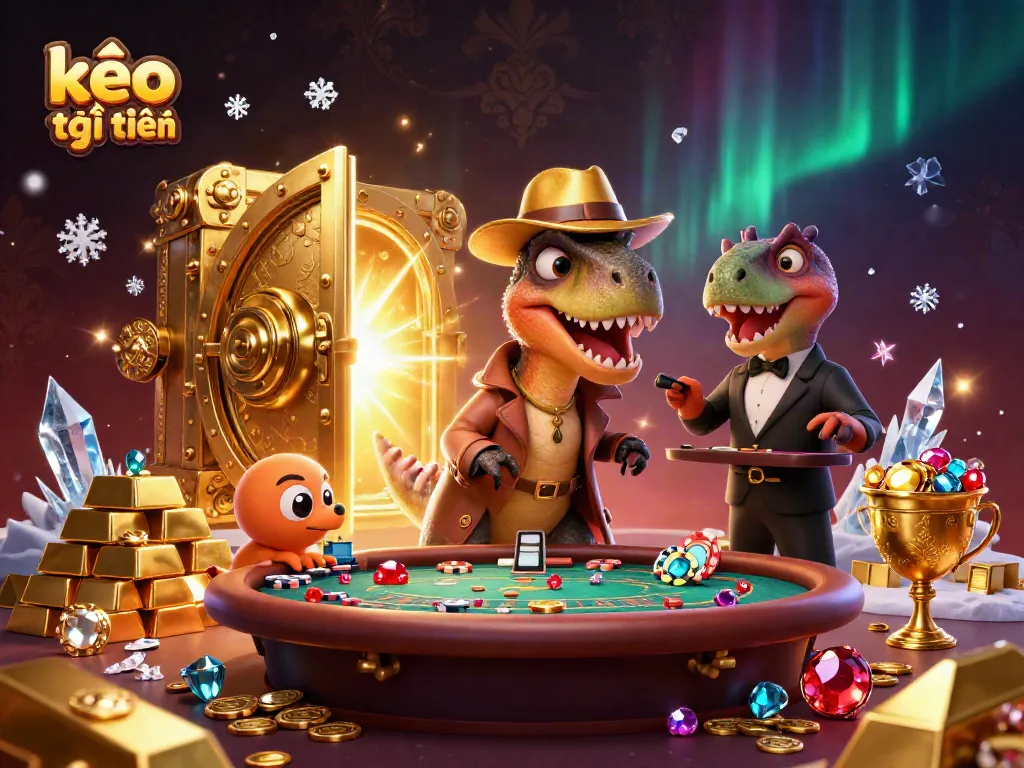 Experience thrilling action with kèo trực tuyến as a velociraptor card counter and friends engage in a bustling casino.