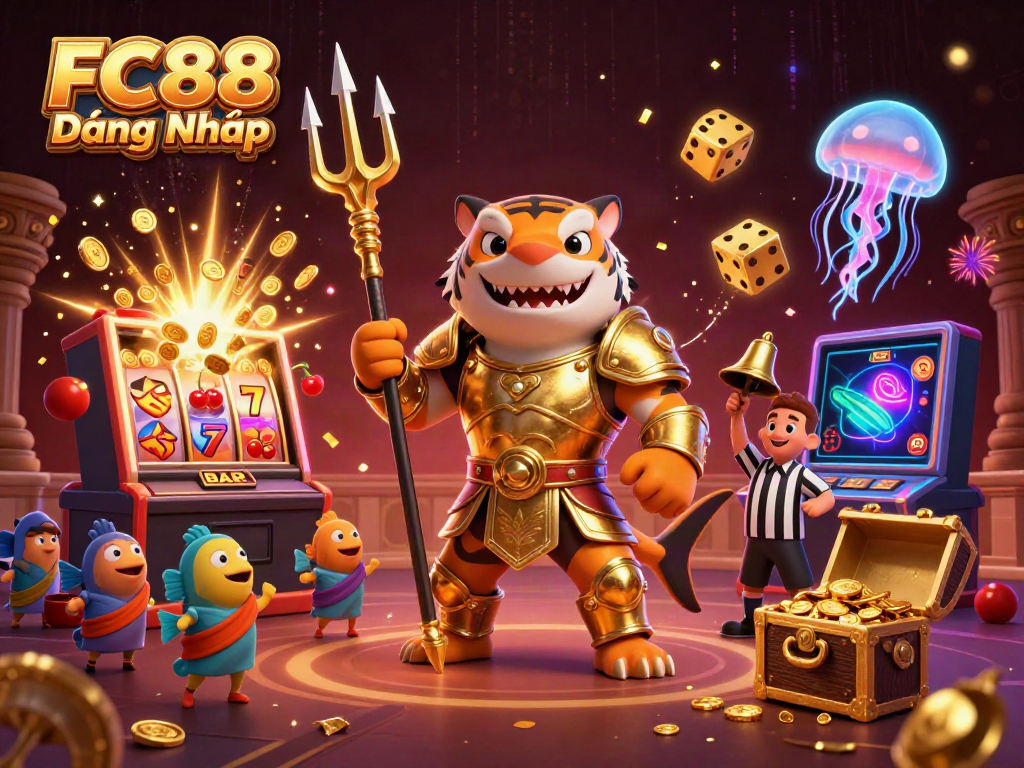 Win big with FC88 Đăng Nhập, showcasing a vibrant underwater casino scene with dynamic gaming elements and characters.