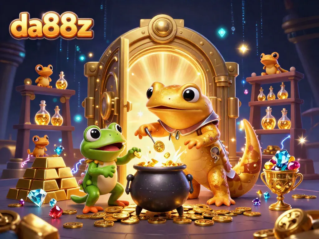 Experience thrilling slot jackpots at da88z with alchemists and golden treasures in a vibrant scene.