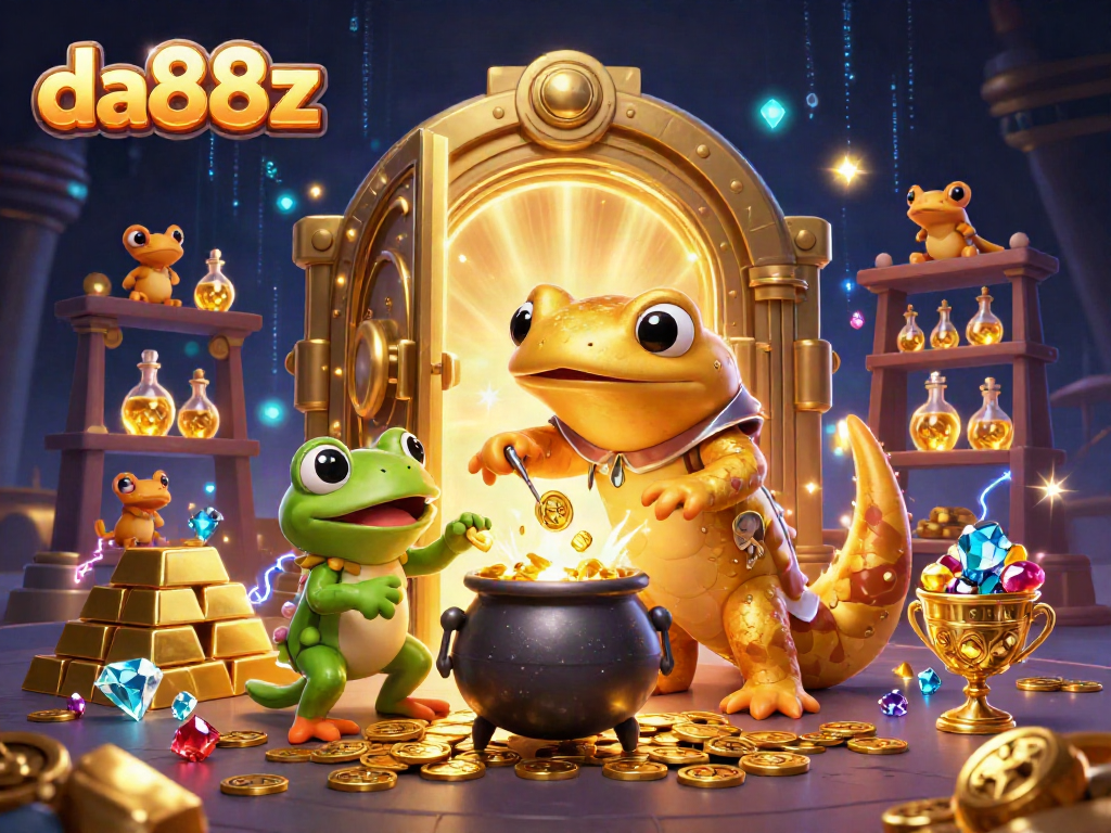 Experience thrilling slot jackpots at da88z with alchemists and golden treasures in a vibrant scene.