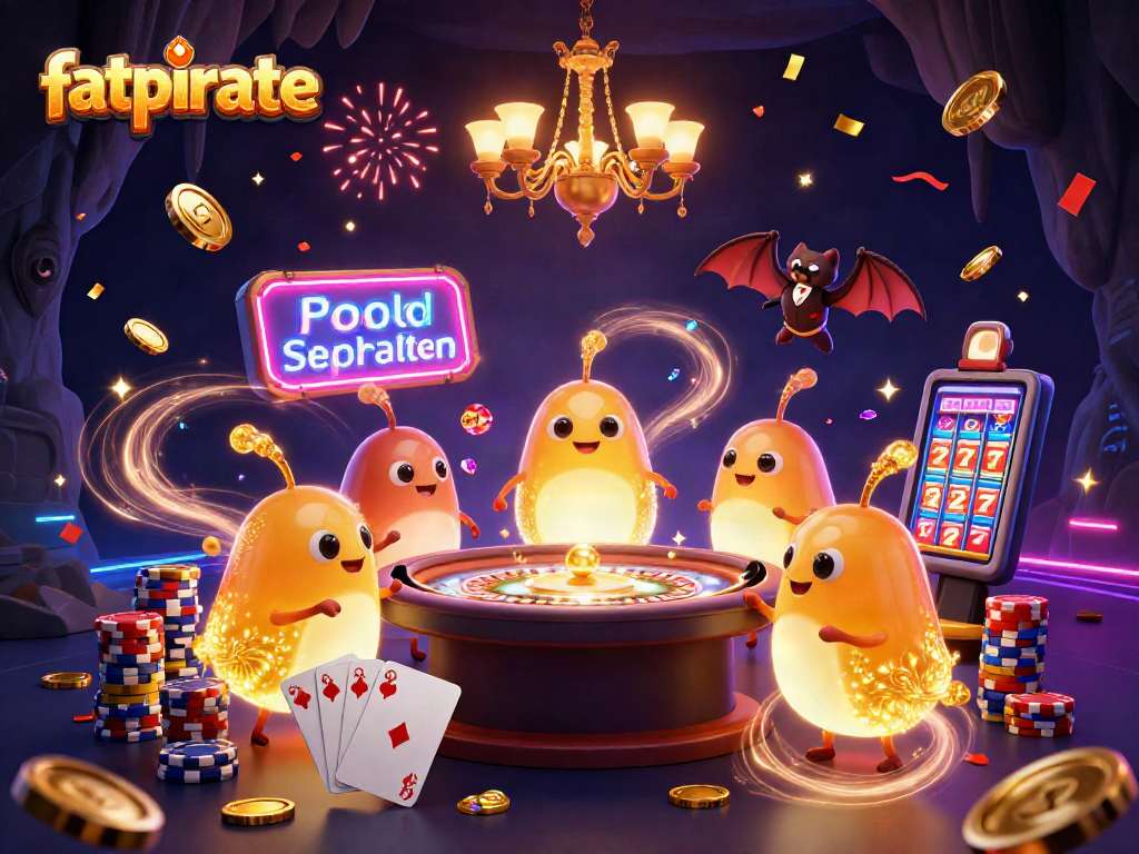 Experience the thrill of fatpirate as glowworms illuminate a vibrant casino with dynamic game elements and exciting winnings.