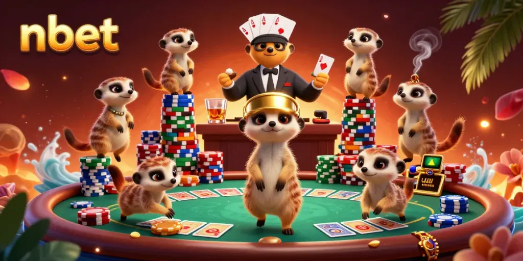 Engage in thrilling casino adventures with nbet's meerkat characters showcasing poker highlights.