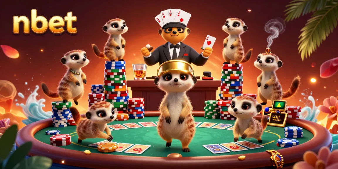 Engage in thrilling casino adventures with nbet's meerkat characters showcasing poker highlights.