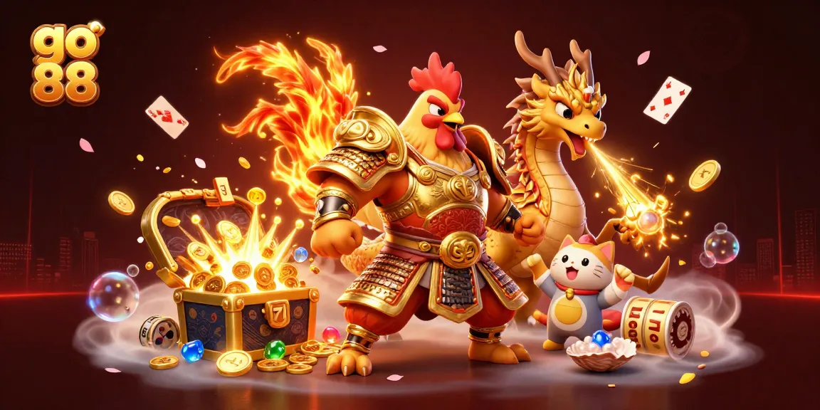 Experience thrilling gameplay at go 88 with dynamic characters and exciting treasures in a vibrant casino setting.