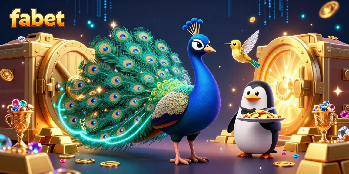 Experience the thrilling world of fabet with an elegant peacock, vibrant gems, and golden treasures.