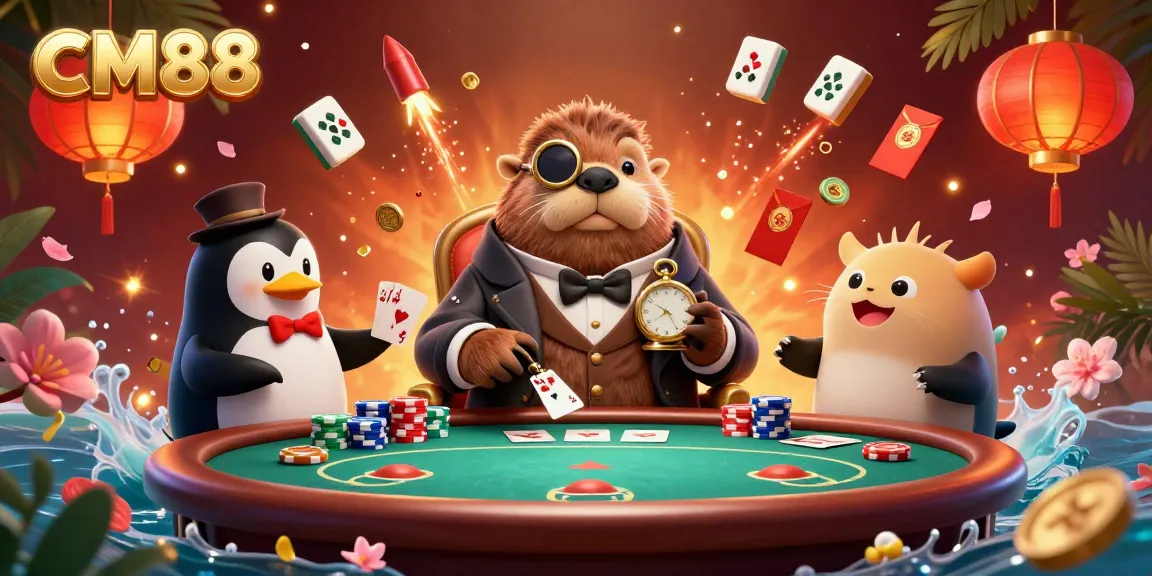 Experience excitement with CM88 at an underwater poker table featuring whimsical characters and vibrant game elements.