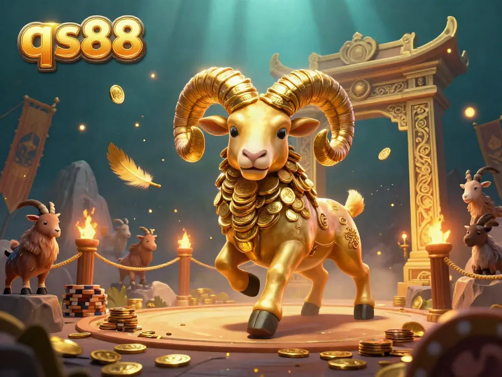 Experience the excitement of qs88 as the golden ram charges through a lavish gaming arena.