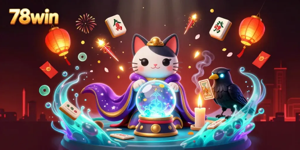 Engage with the vibrant atmosphere of 78win featuring intricate 3D characters and casino elements.