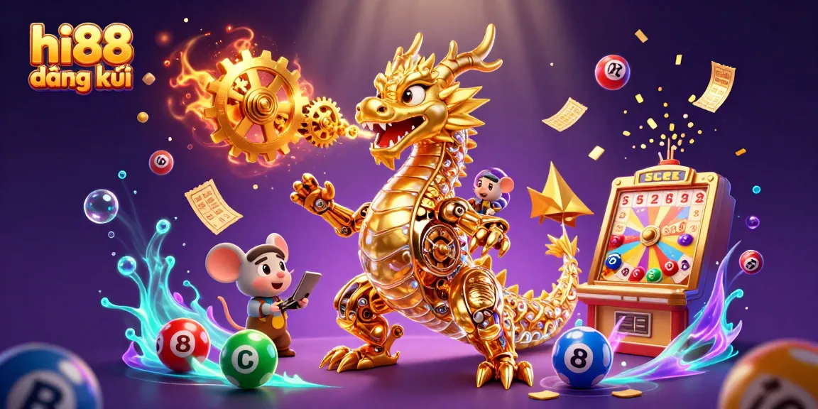 Engage with hi88 đăng ký's immersive gaming experience featuring a dynamic dragon illustration and action-packed lottery elements.