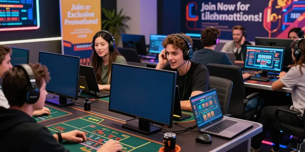 Engaging online gaming scene with players enjoying SV88's casino and sports betting activities.