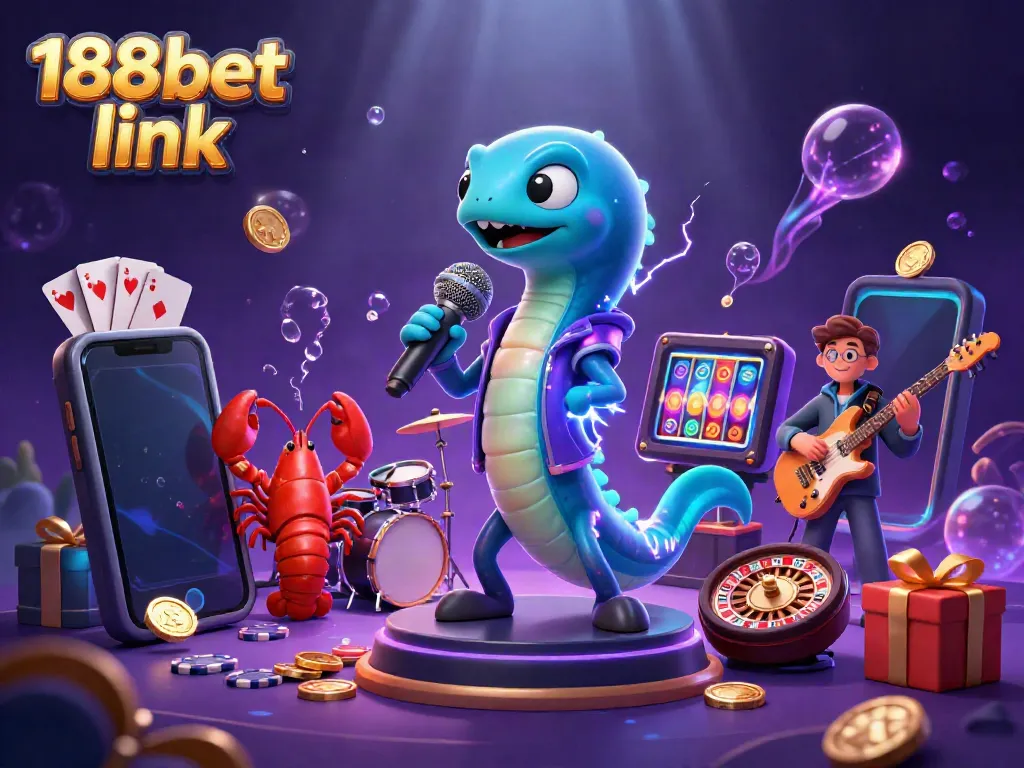 Engage with the vibrant underwater casino scene showcasing the 188bet link with colorful, interactive game elements.