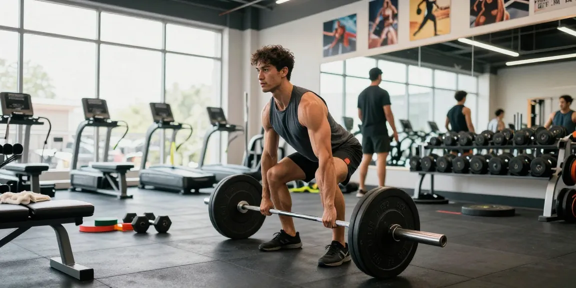 Bodybuilder lifting weights at gym, showcasing Prime Pharma Steroiden for serious fitness enthusiasts.