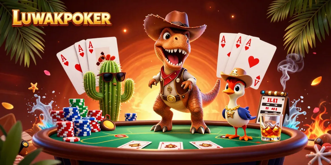 Experience thrilling poker action with LUWAKPOKER in an engaging 3D illustration.