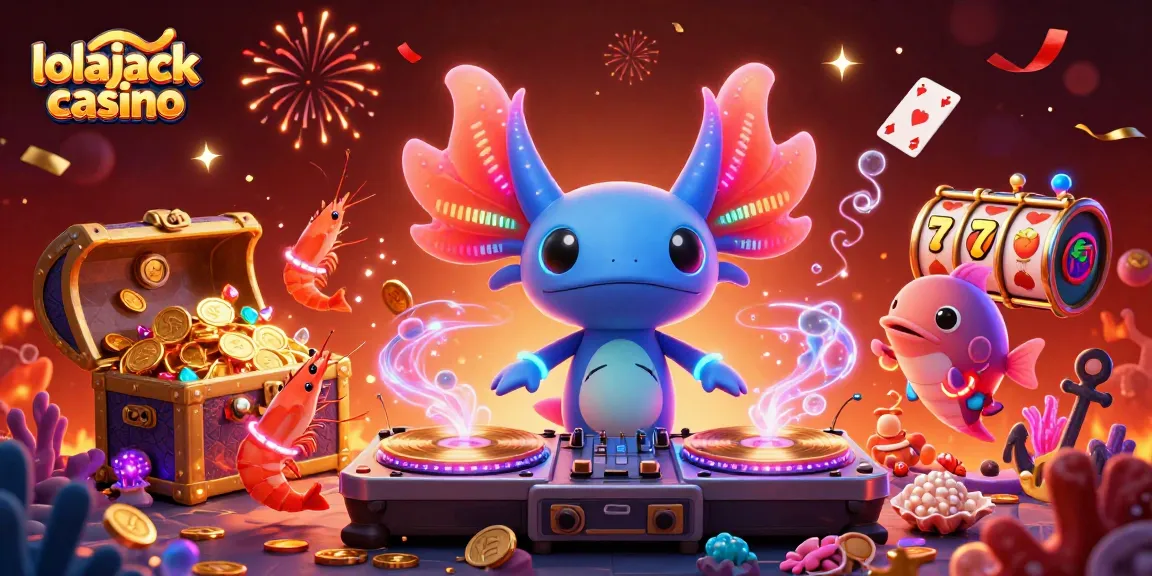 Spin and win on lolajack casino with colorful slot reels, treasures, and vibrant underwater party.