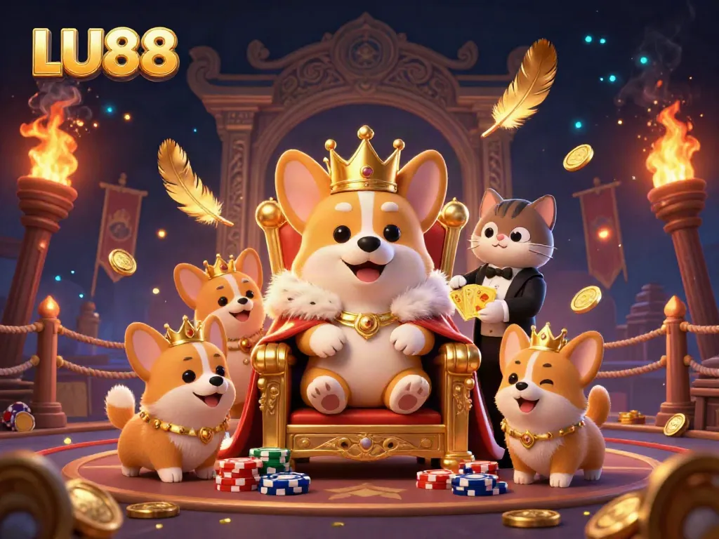Engage in thrilling gaming at LU88, where excitement meets royal flair in this vibrant illustration.