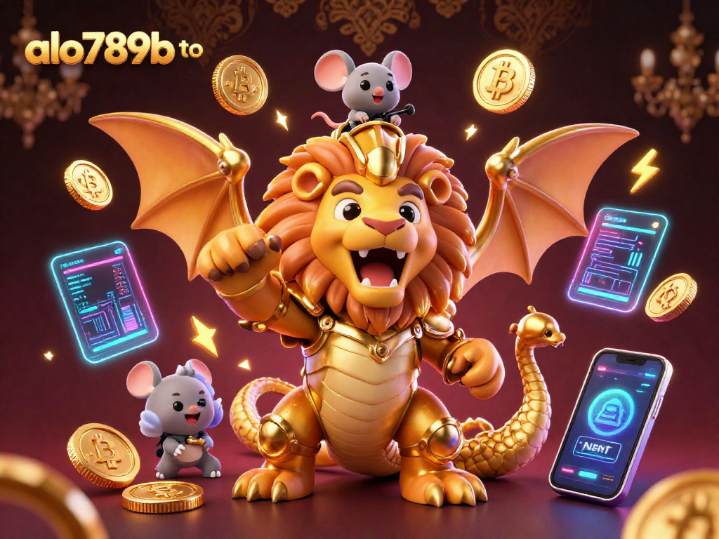 Experience the exhilarating world of alo789b to with a golden chimera and crypto elements in this vibrant casino scene.