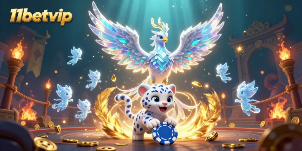 Experience the thrilling world of 11betvip casino games with a magical illustration featuring unique characters and vibrant elements.