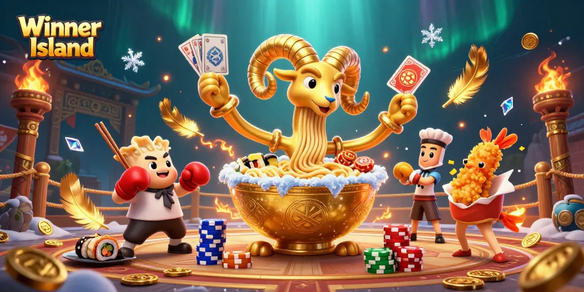 Experience the thrill of gameplay on Winner Island with vibrant characters and casino action.