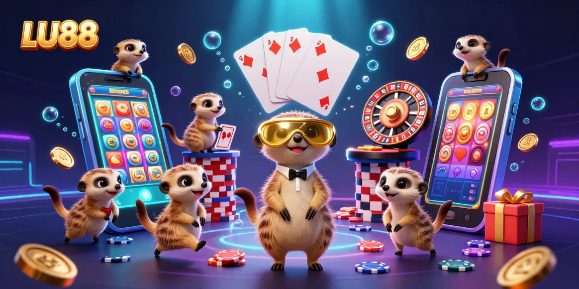 LU88 offers thrilling gaming excitement as meerkats operate a vibrant casino environment.