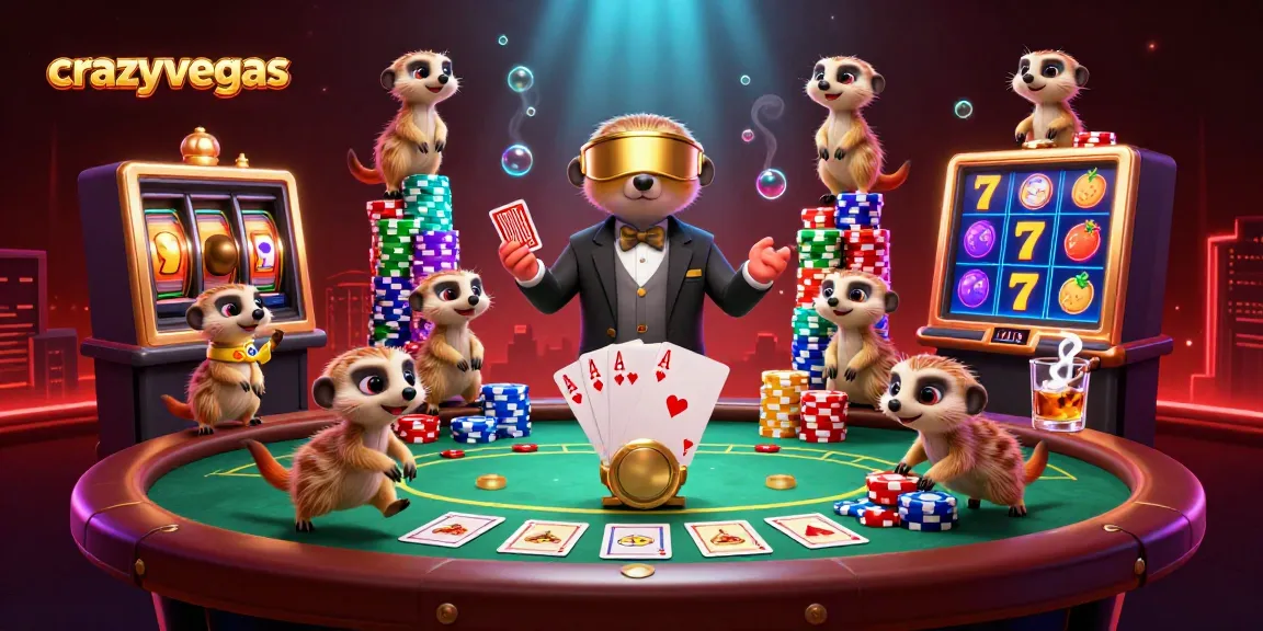 Win big with crazyvegas in this vibrant meerkat casino scene showcasing thrilling slots action.