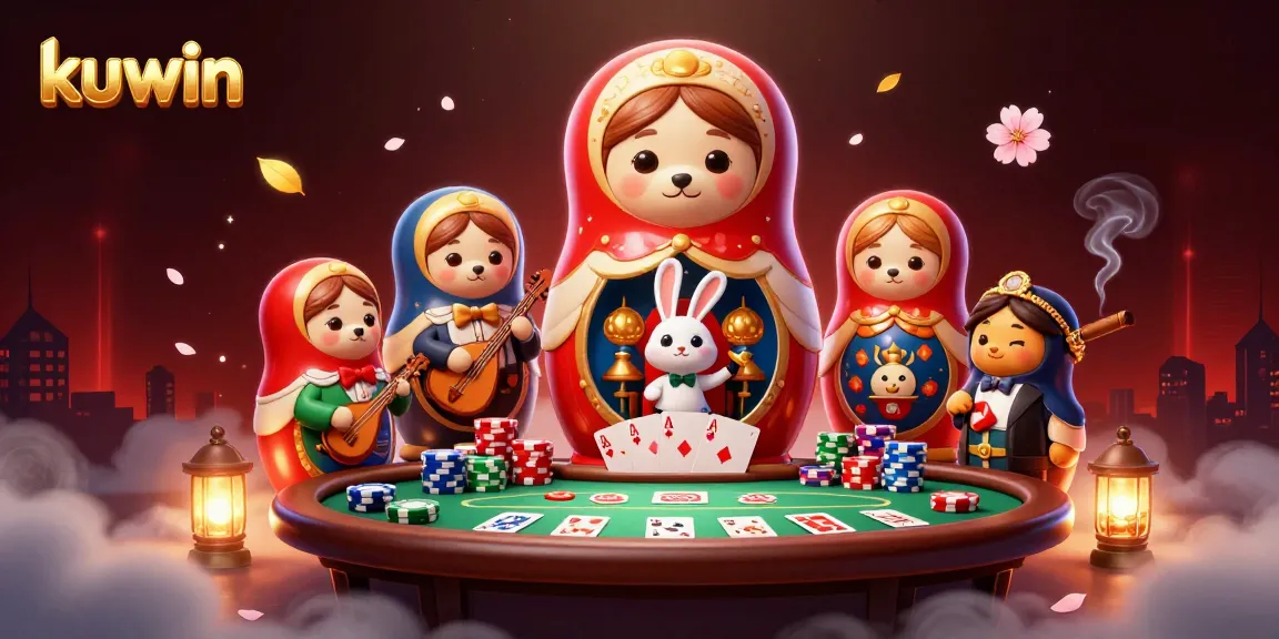 Experience the excitement of kuwin with this rich 3D illustration showcasing vibrant casino elements.